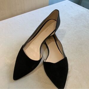 Cole Haan VGC black flats skimmer D’orsay 8.5 suede leather pointed toe